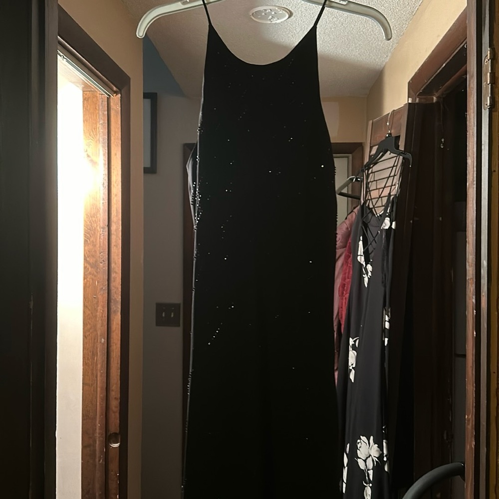 Black floor length sequined dress